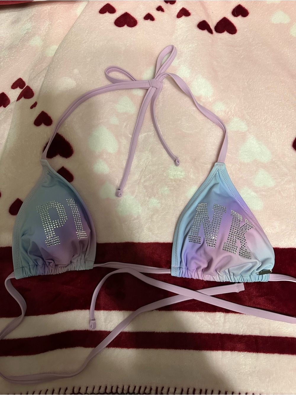 PINK Victoria's Secret Women’s Ombre Triangle Bikini Top - Lavender/Pastel